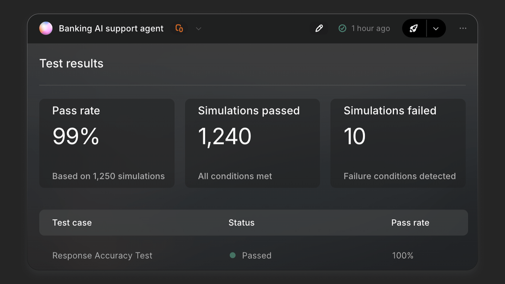 A screenshot of GigaML test results screen.
