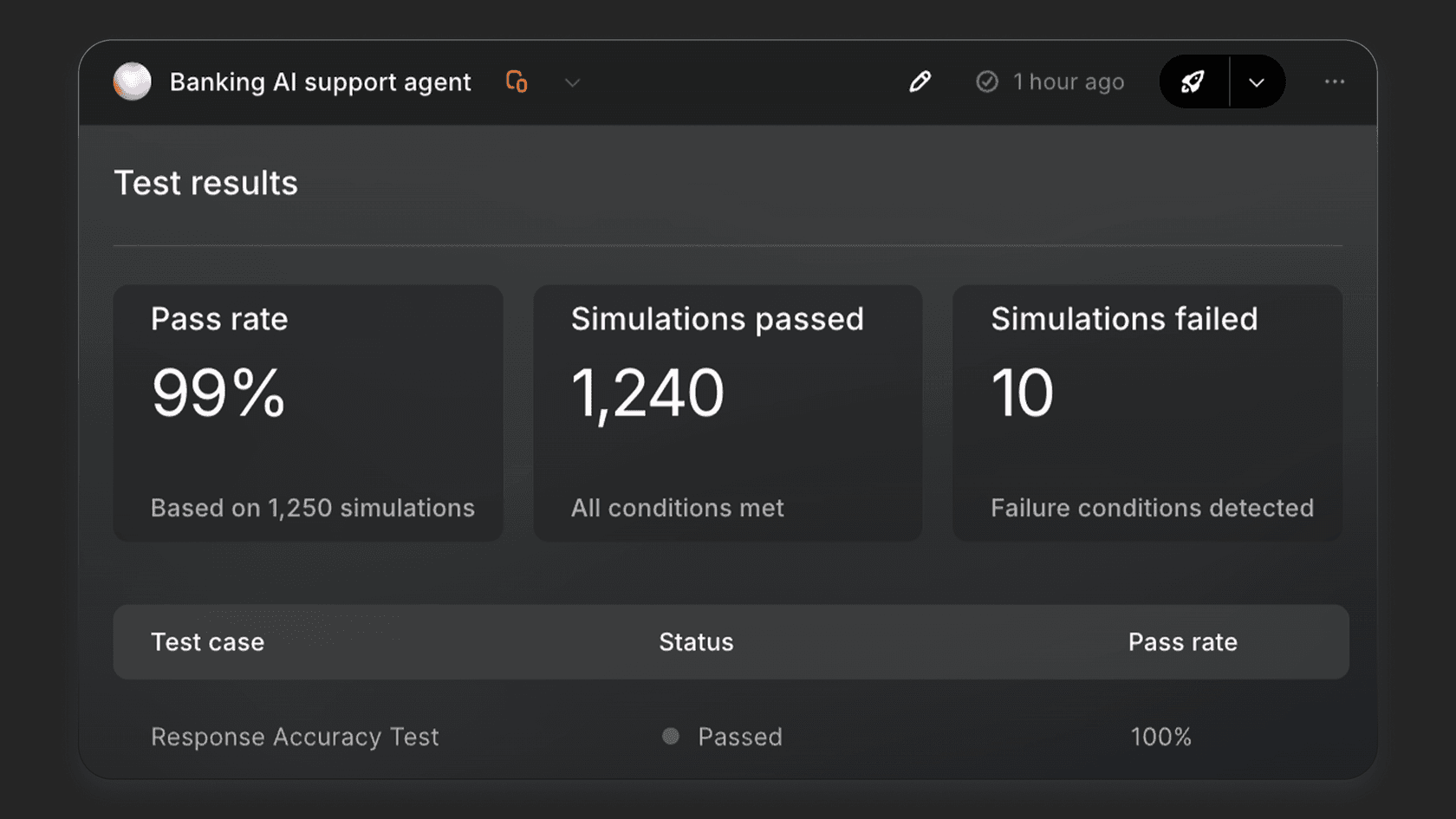 A screenshot of GigaML test results screen.