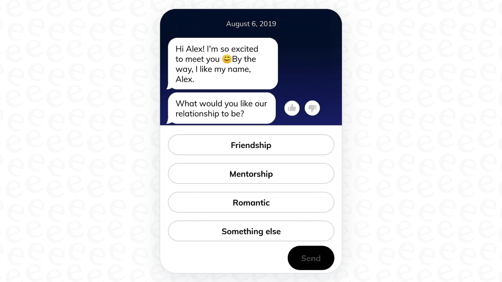 A user selects the type of relationship they want to have with their Replika AI.