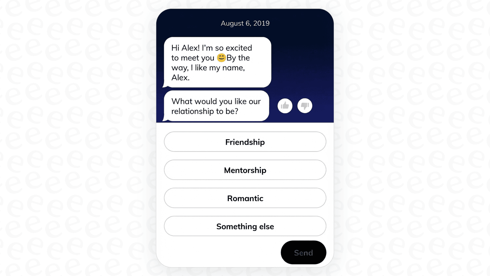 A user selects the type of relationship they want to have with their Replika AI.