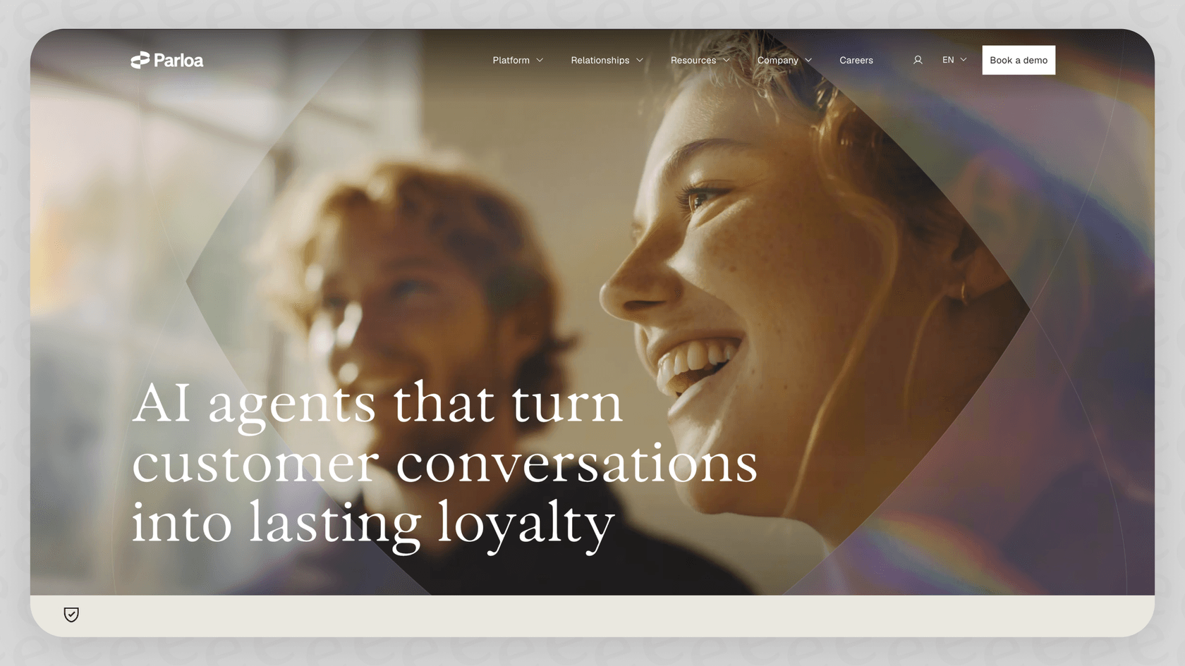 A screenshot of the Parloa homepage, giving context to the discussion on Parloa pricing.