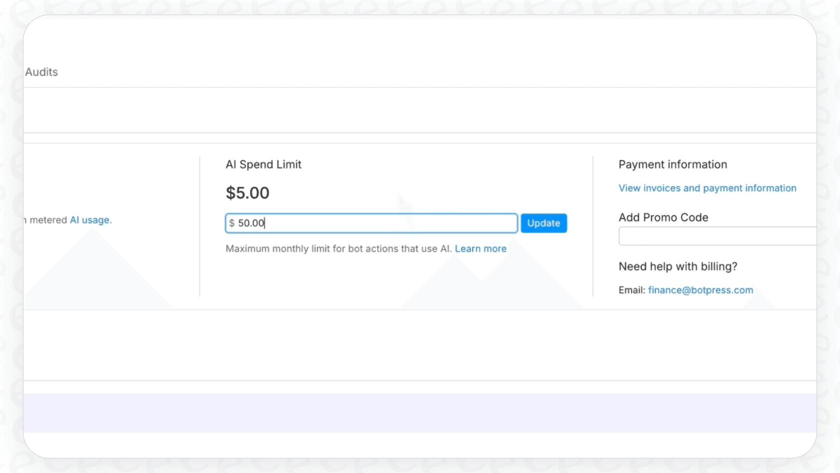 Setting up the AI Spend Limit for Botpress.