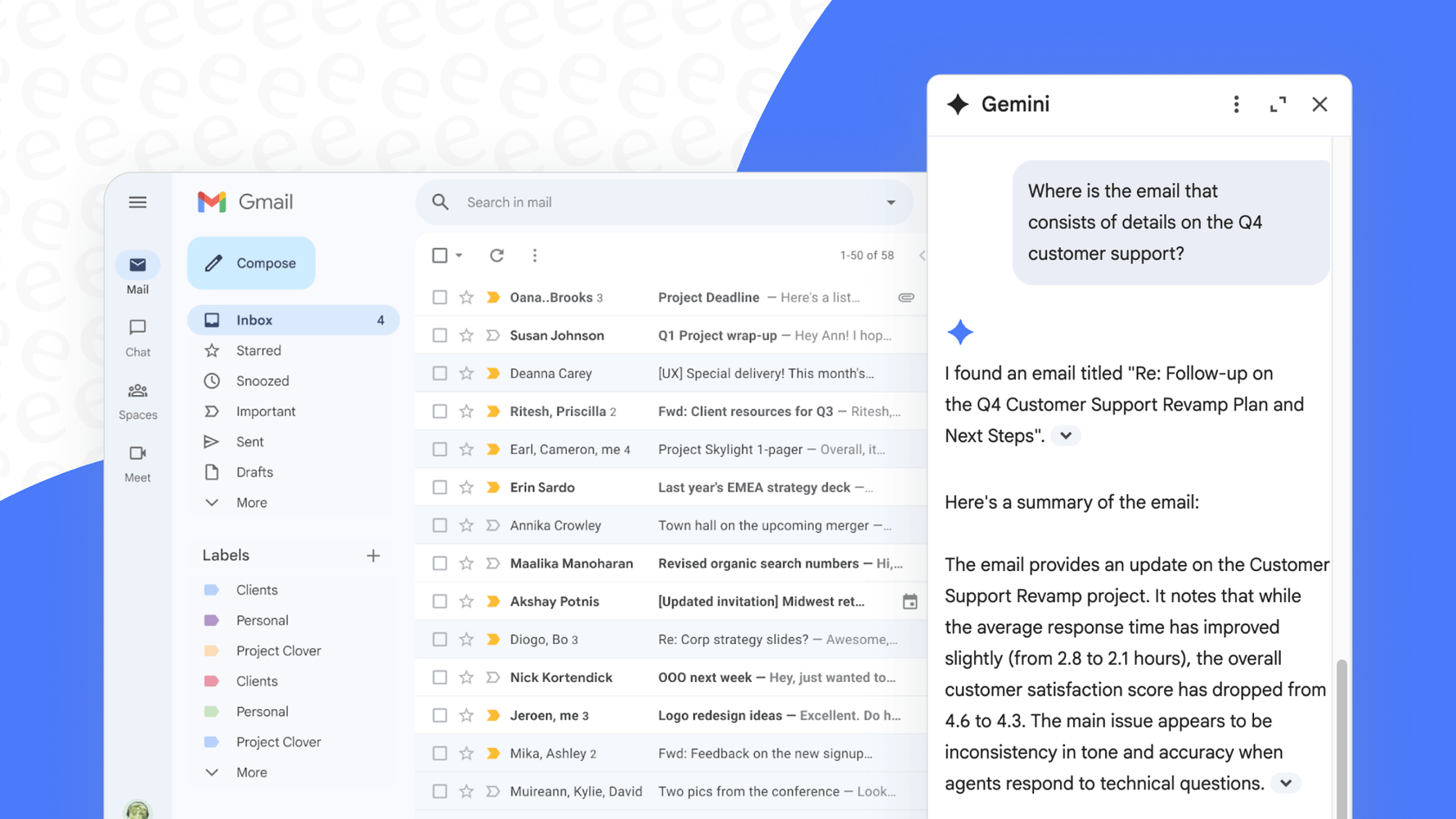 Screenshot of Gemini on the sidebar searching for a file.