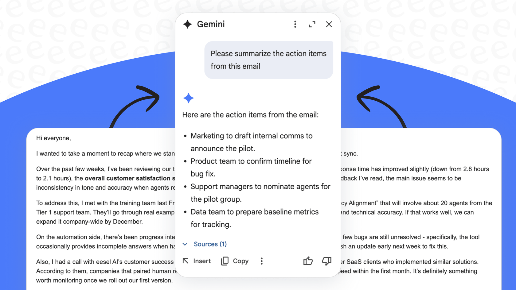 An example of a Gmail sidebar add-on used for Gmail action item extraction.