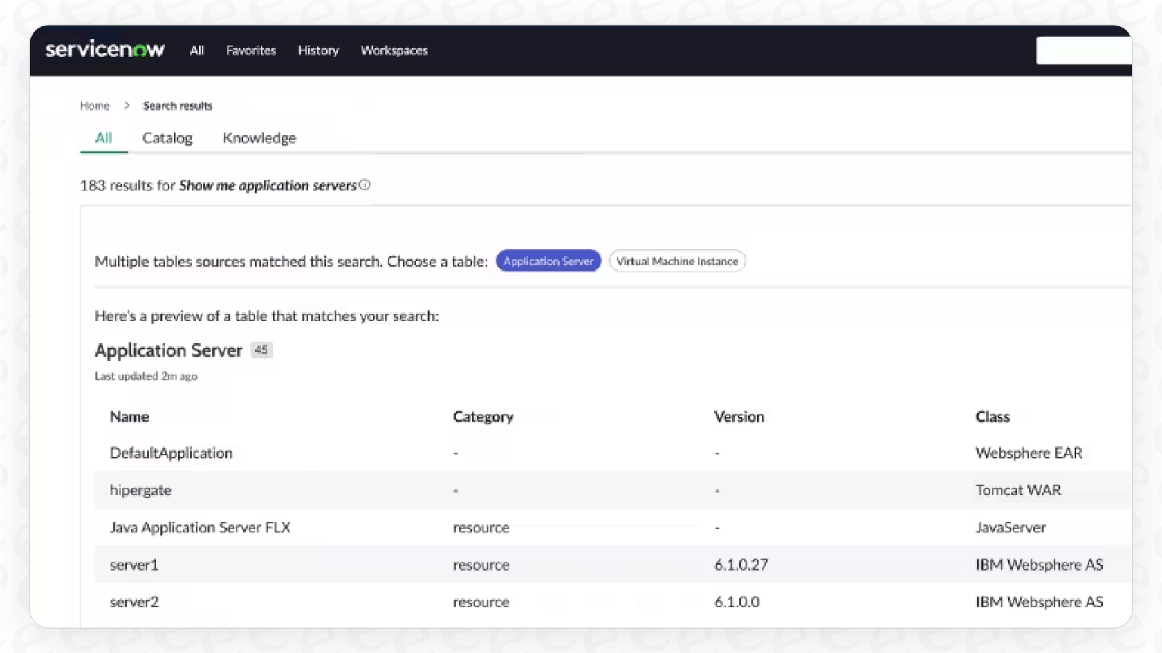 A view illustrating ServiceNow AI Search Intent Understanding with Natural Language Processing