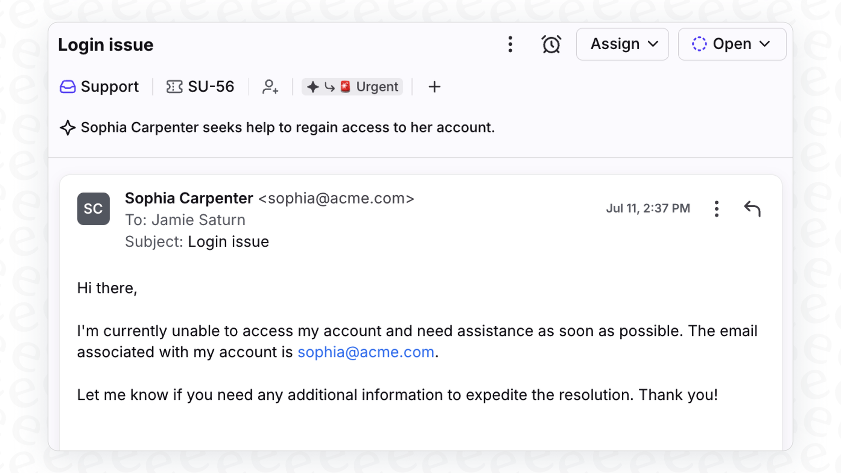 Front AI tagging an issue as urgent automatically