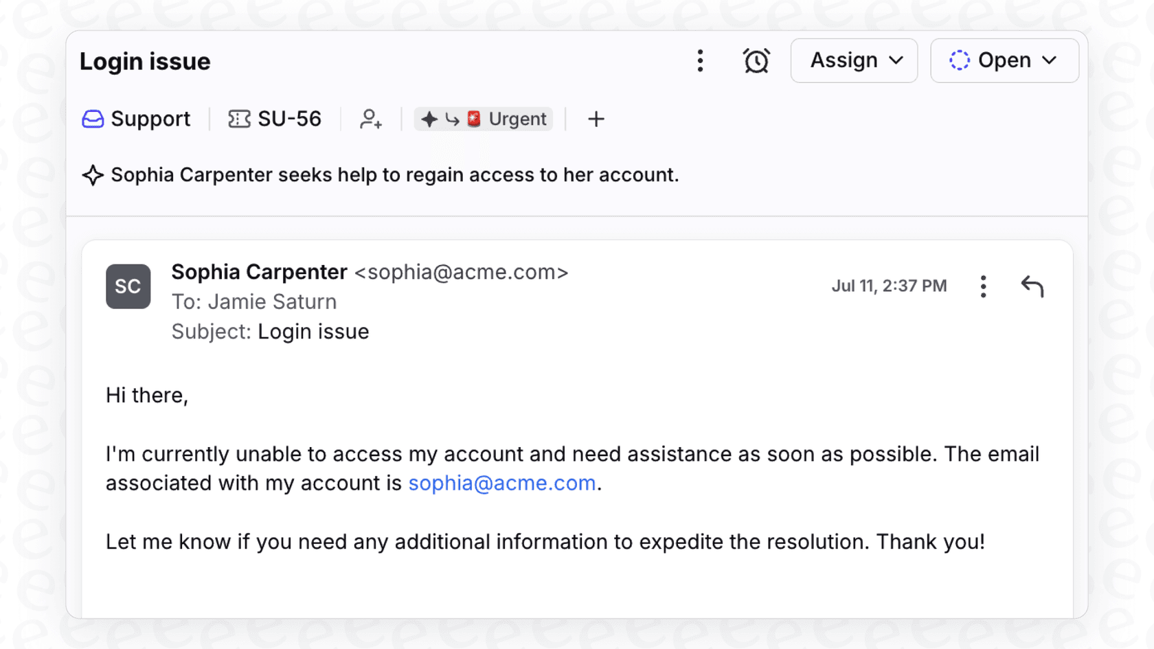 Front AI tagging an issue as urgent automatically