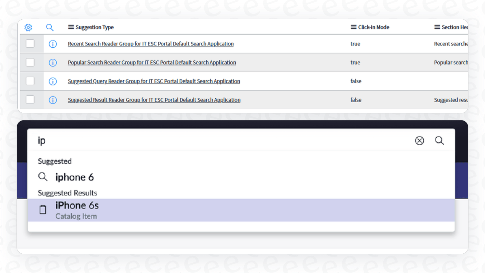 A demonstration of ServiceNow AI Search Autocomplete understanding user intent by providing varied, relevant suggestions for a broad query.