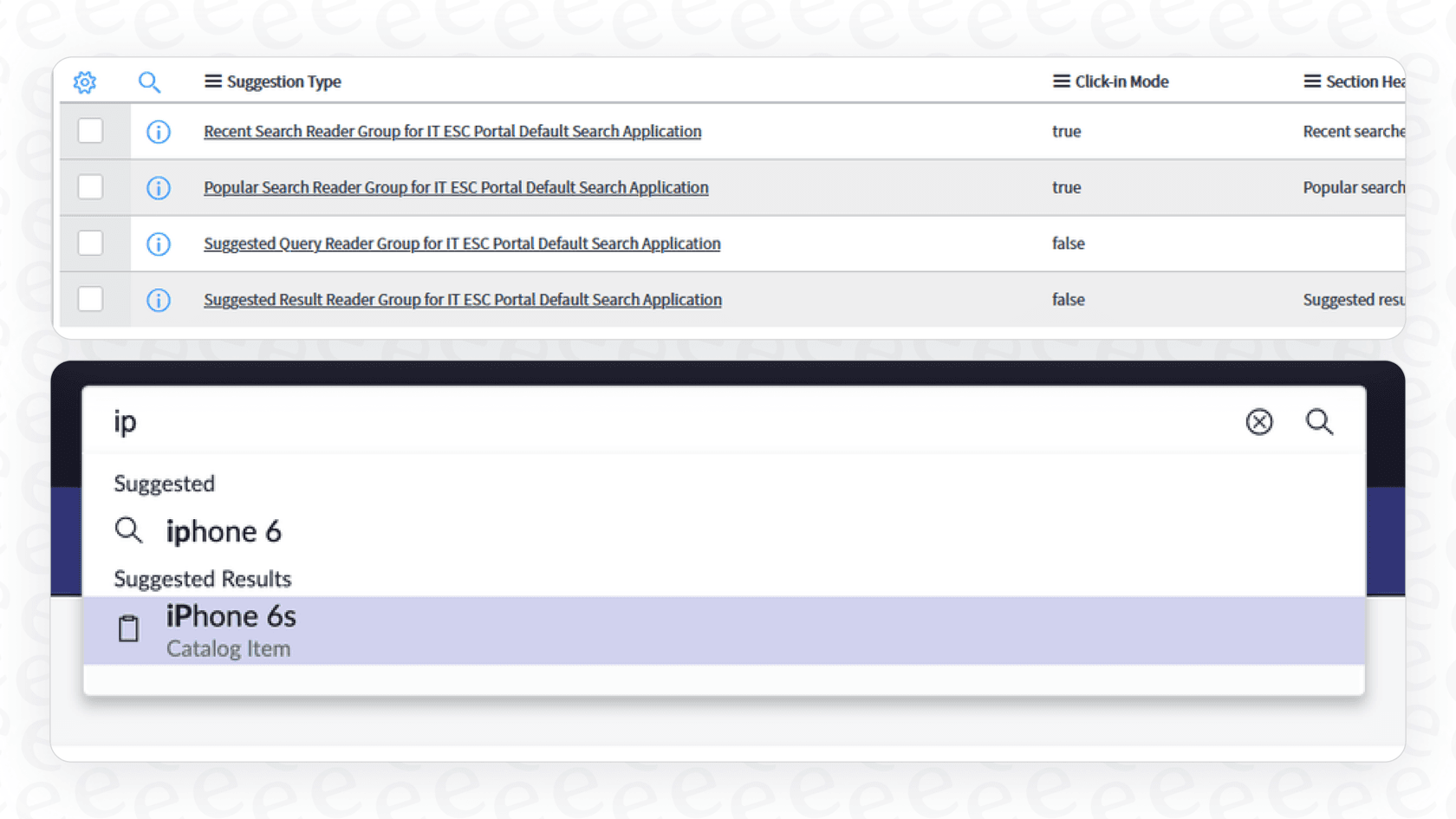 A demonstration of ServiceNow AI Search Autocomplete understanding user intent by providing varied, relevant suggestions for a broad query.