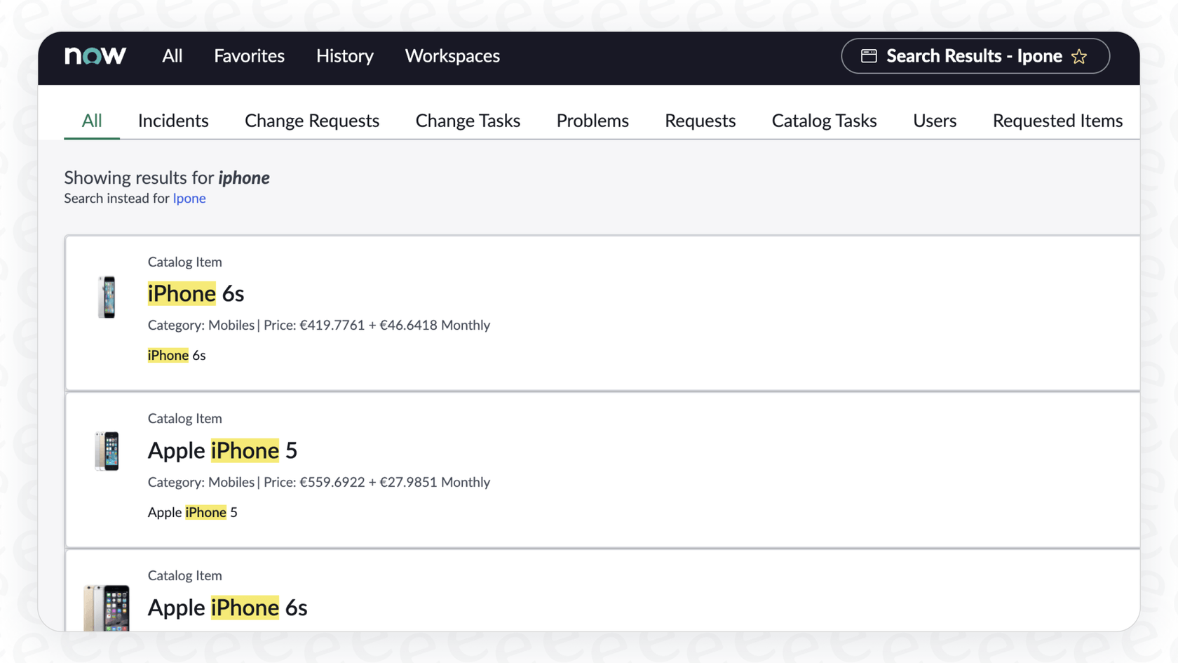 A user using ServiceNow AI Search Catalog Products