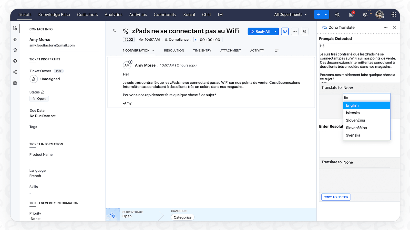 Extended Language Support with Zoho Translate