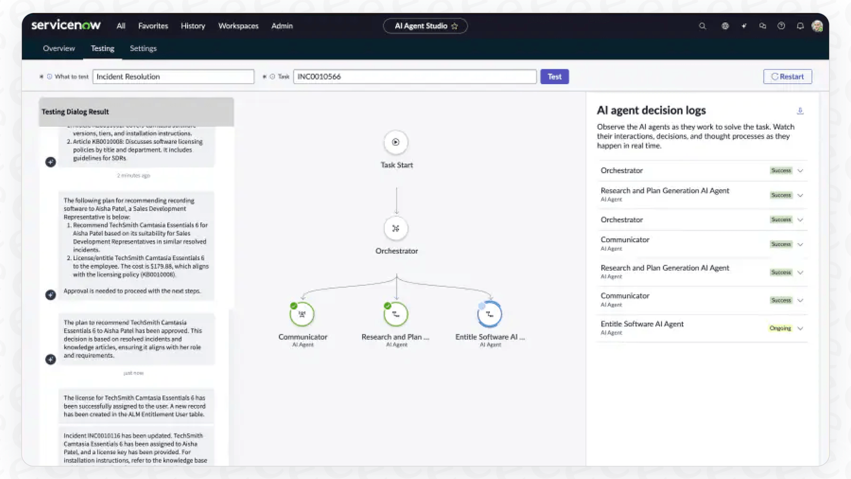 The ServiceNow AI Agent Orchestrator in the AI Agent Studio