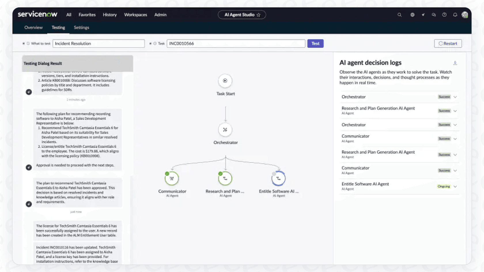 The ServiceNow AI Agent Orchestrator in the AI Agent Studio