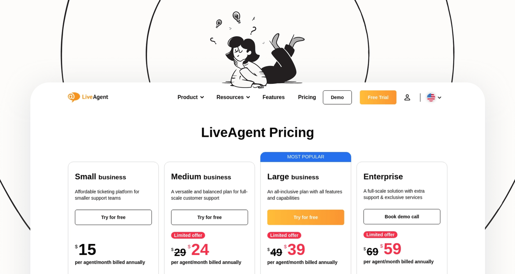 eesel AI product dashboard showing pricing and feature overview.