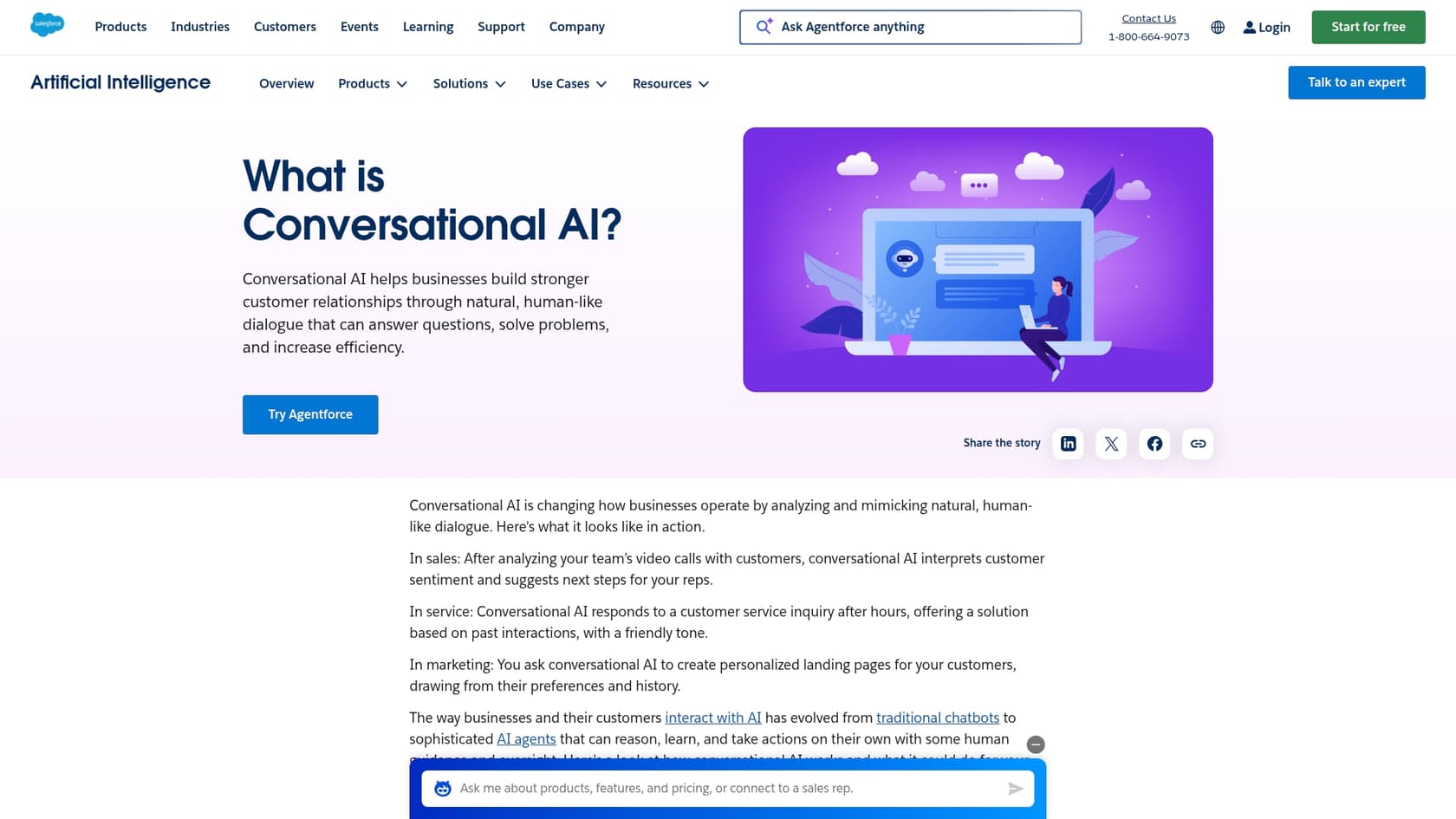 A screenshot of the Salesforce AI overview page, illustrating the various tools and APIs available.
