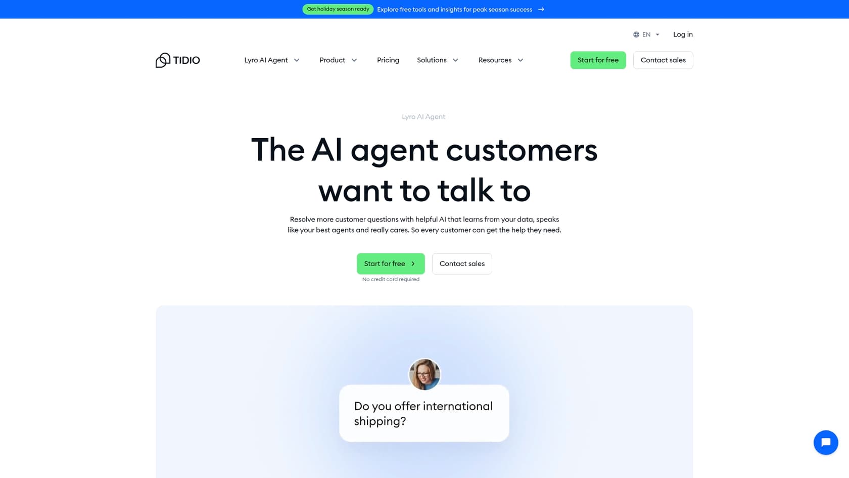 The Tidio Lyro AI interface, where you can configure the AI agent