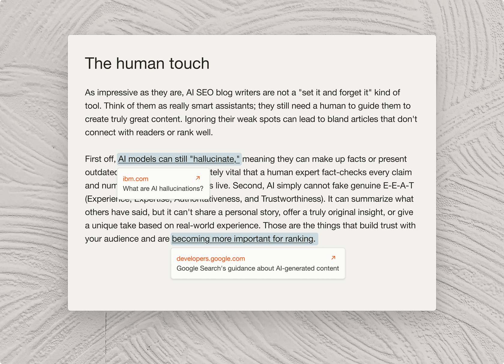 An illustration of how the AI blog writer helps build topical authority, a key consideration when choosing between Surfer SEO vs SEO AI.