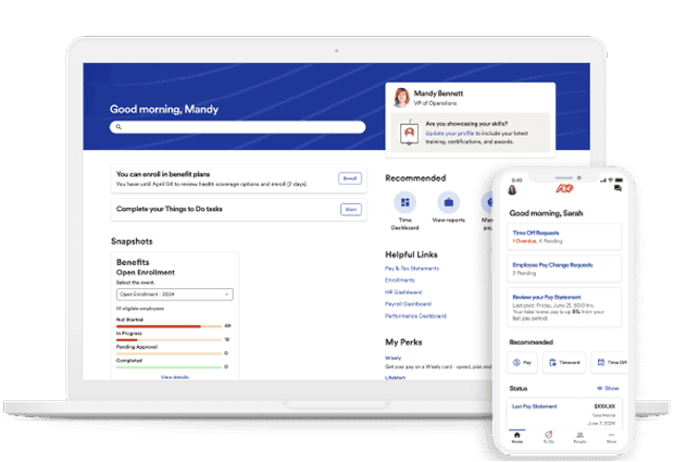 ADP-Workforce-Now-Dashboard auf Laptop und Mobile