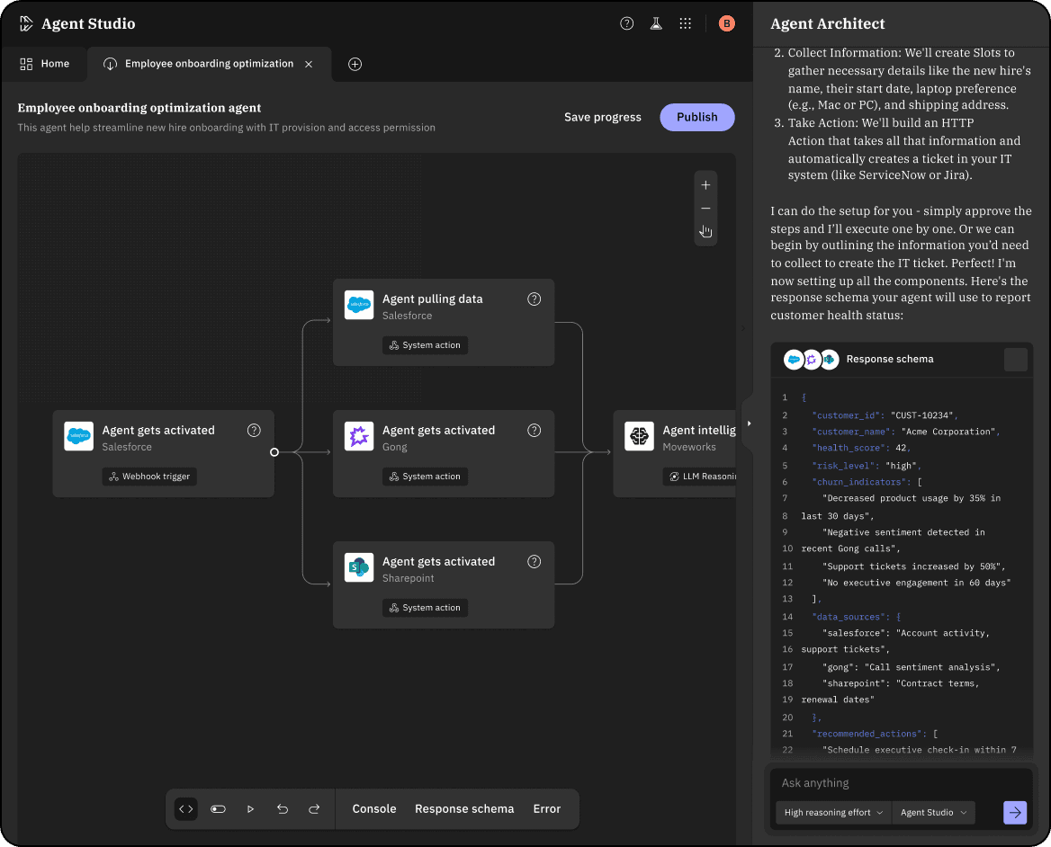 Moveworks Agent Studio interface