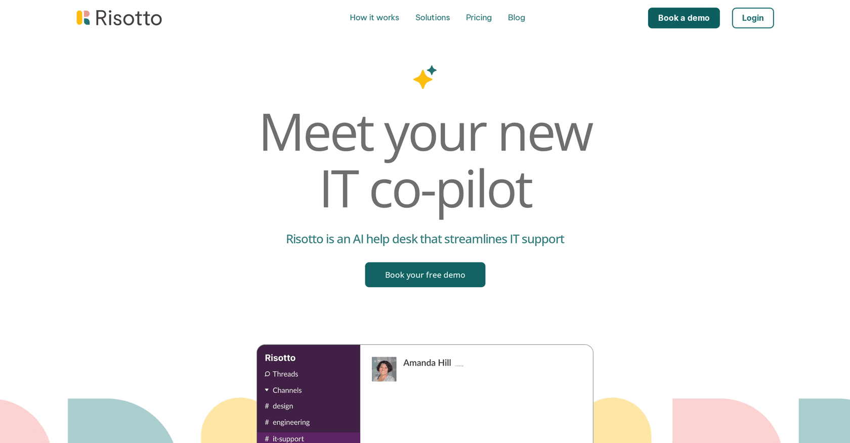 Risotto IT co-pilot landing page