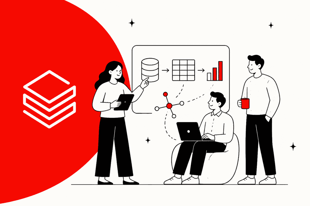 Illustration of a team reviewing the Databricks data and AI platform