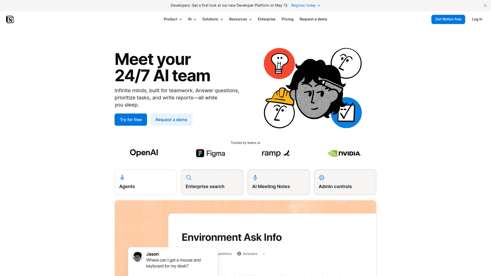 Página de inicio de Notion AI