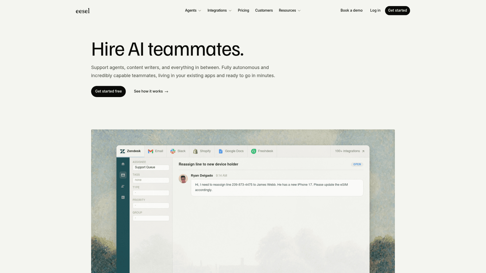 eesel AI homepage
