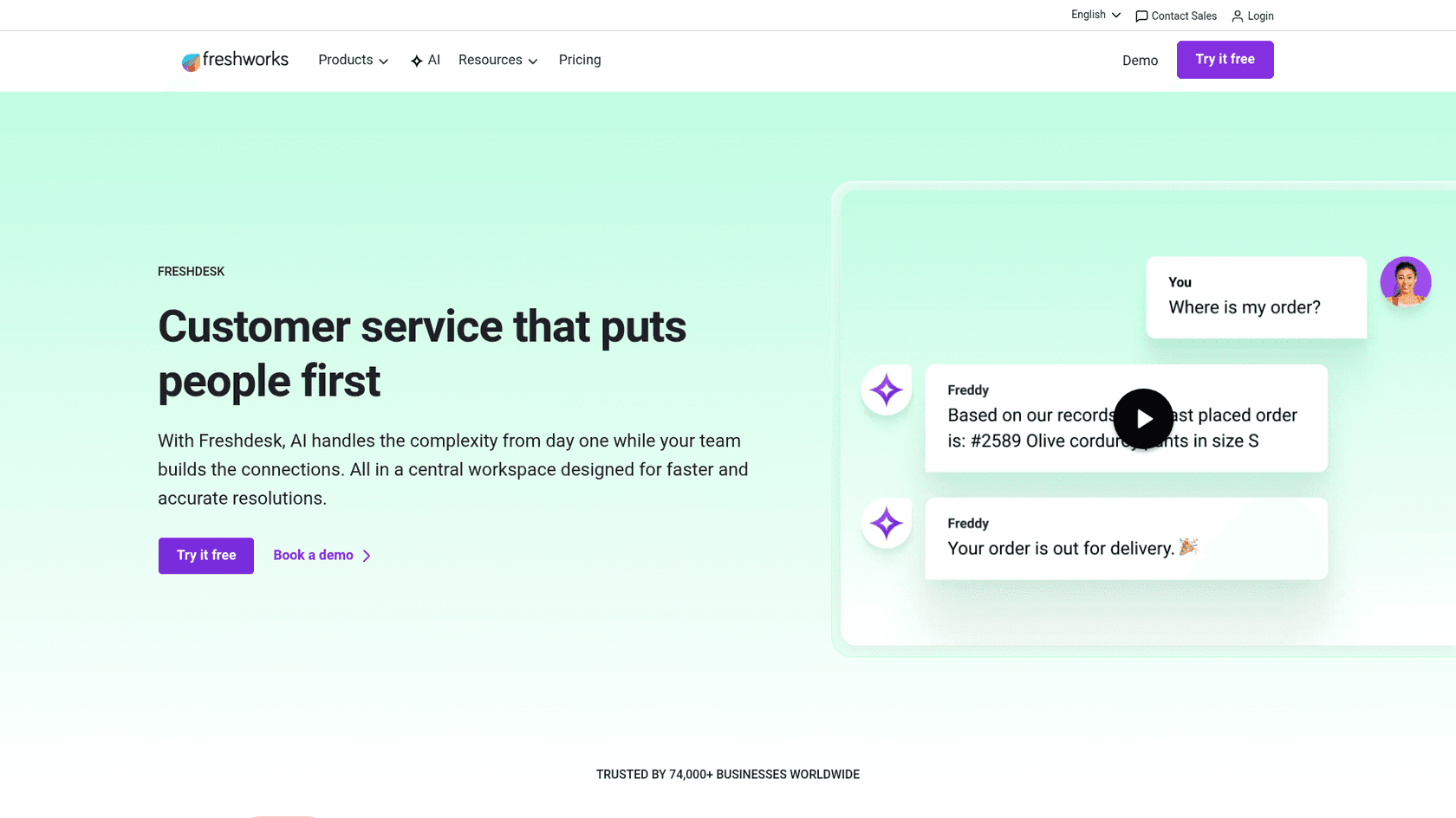 Freshdesk Kundensupport-Helpdesk-Startseite