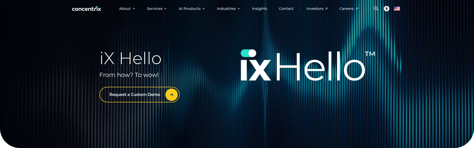 A página de produto do iX Hello da Concentrix, extraída da Concentrix