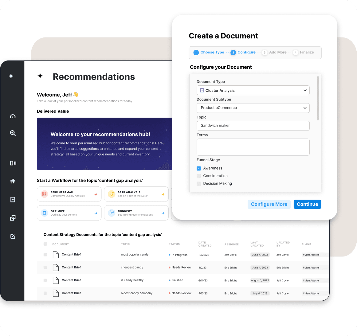 MarketMuse content planning platform view showing site inventory and content prioritization by topic authority