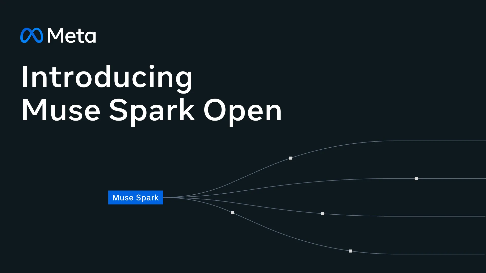 Meta's launch graphic reading Introducing Muse Spark Open, with a Muse Spark node branching into several lines, as taken from Meta's developer blog