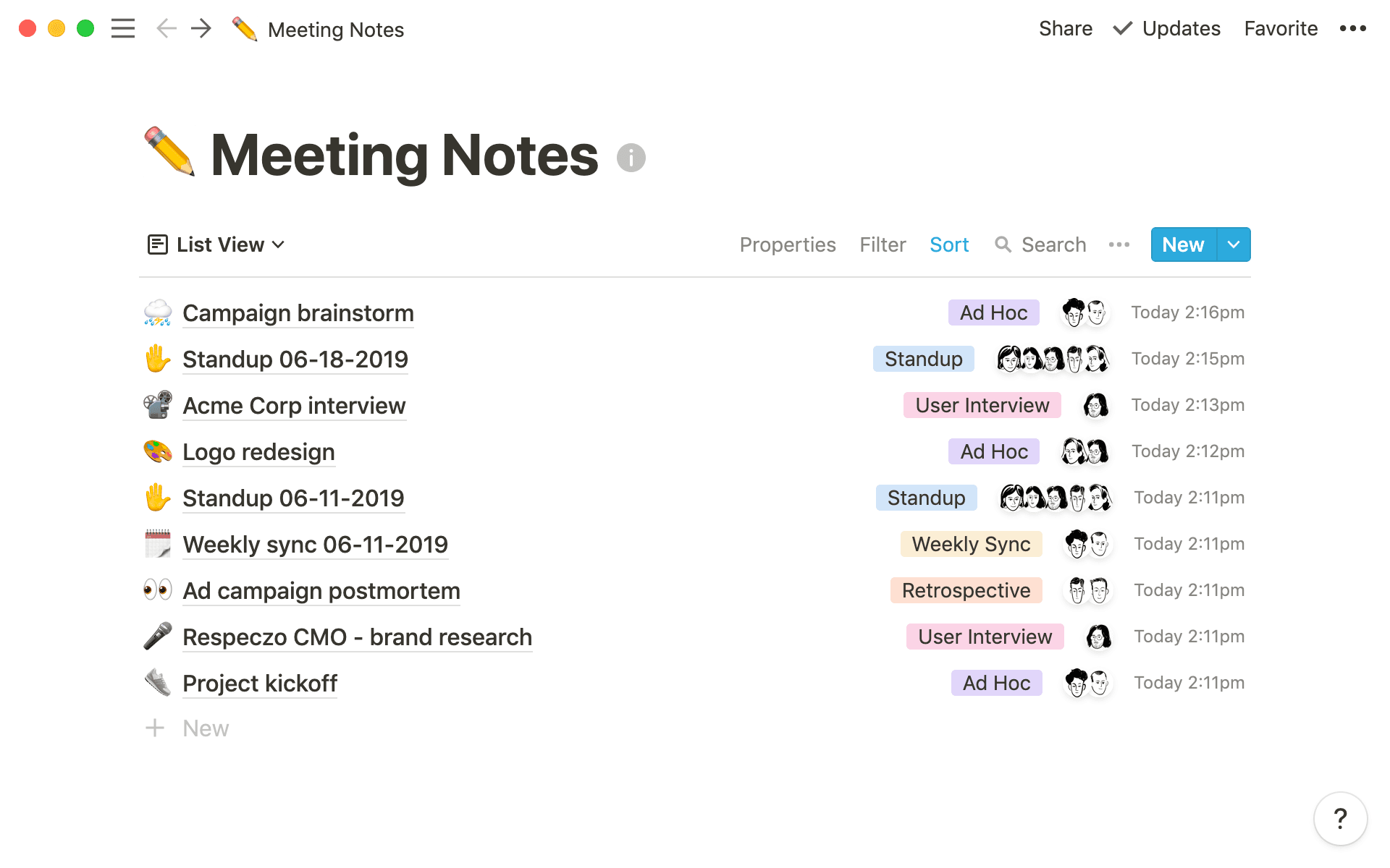 Centralized meeting notes UI showing action items and transcripts