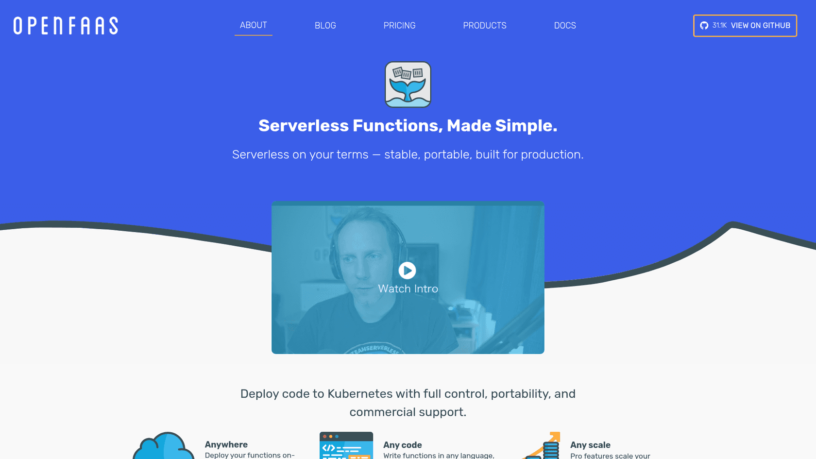 OpenFaaS home page, as taken from OpenFaaS