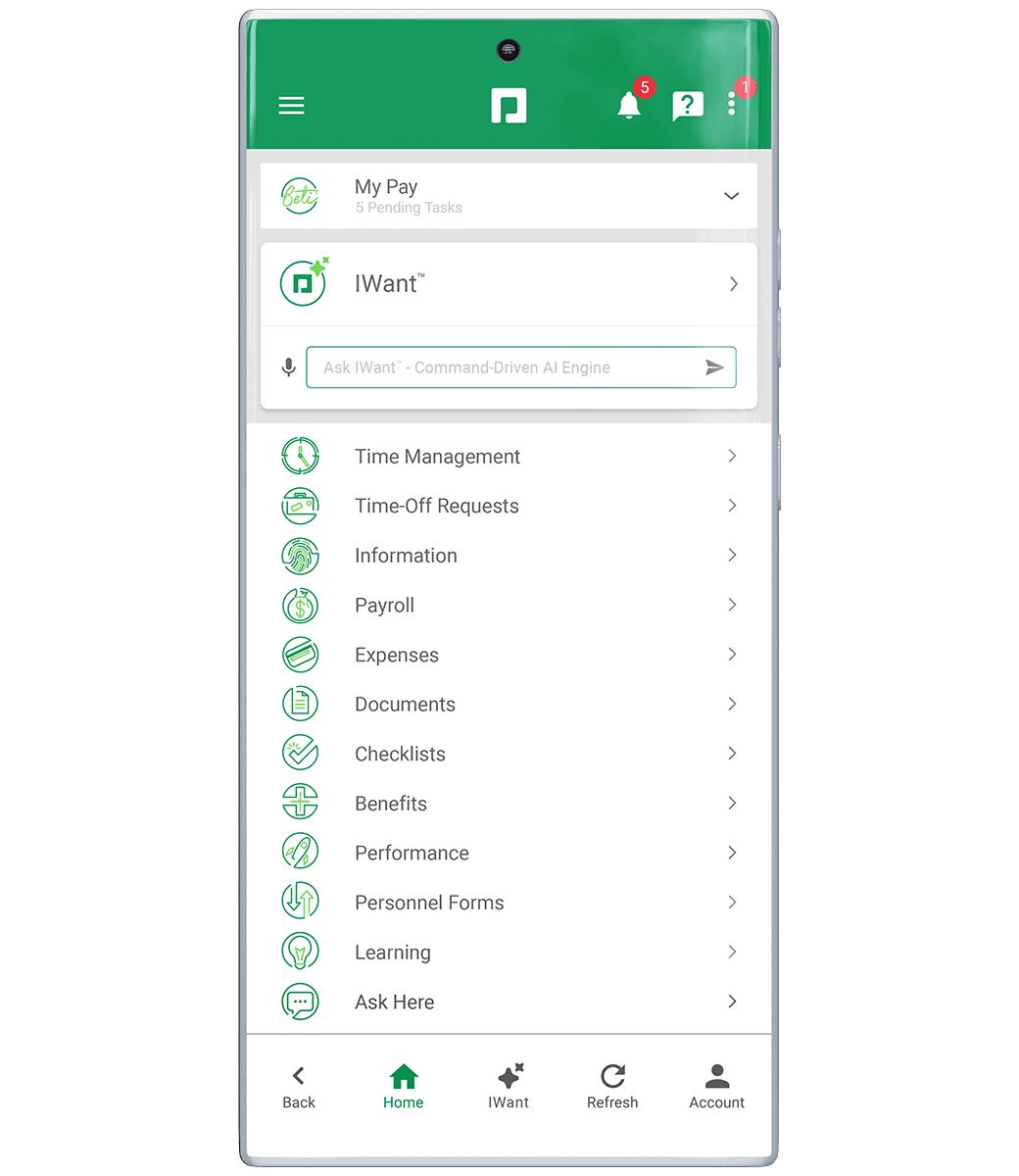 Paycom Employee-Self-Service-Dashboard und Mobile-App