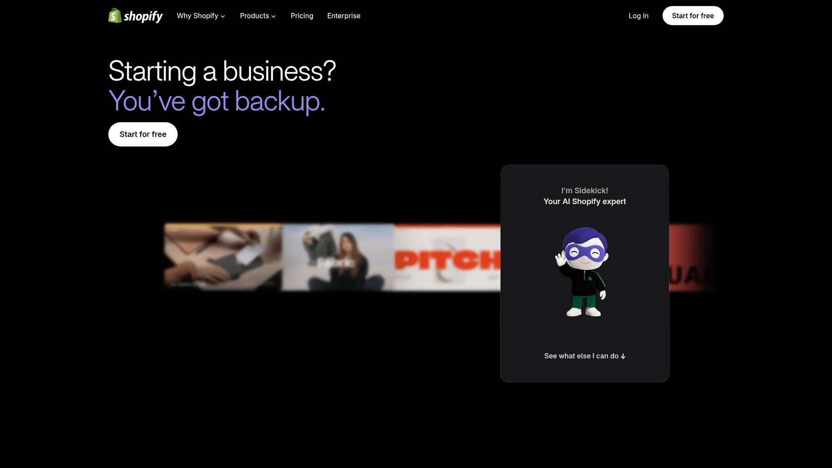 Shopify's Sidekick page, as taken from Shopify