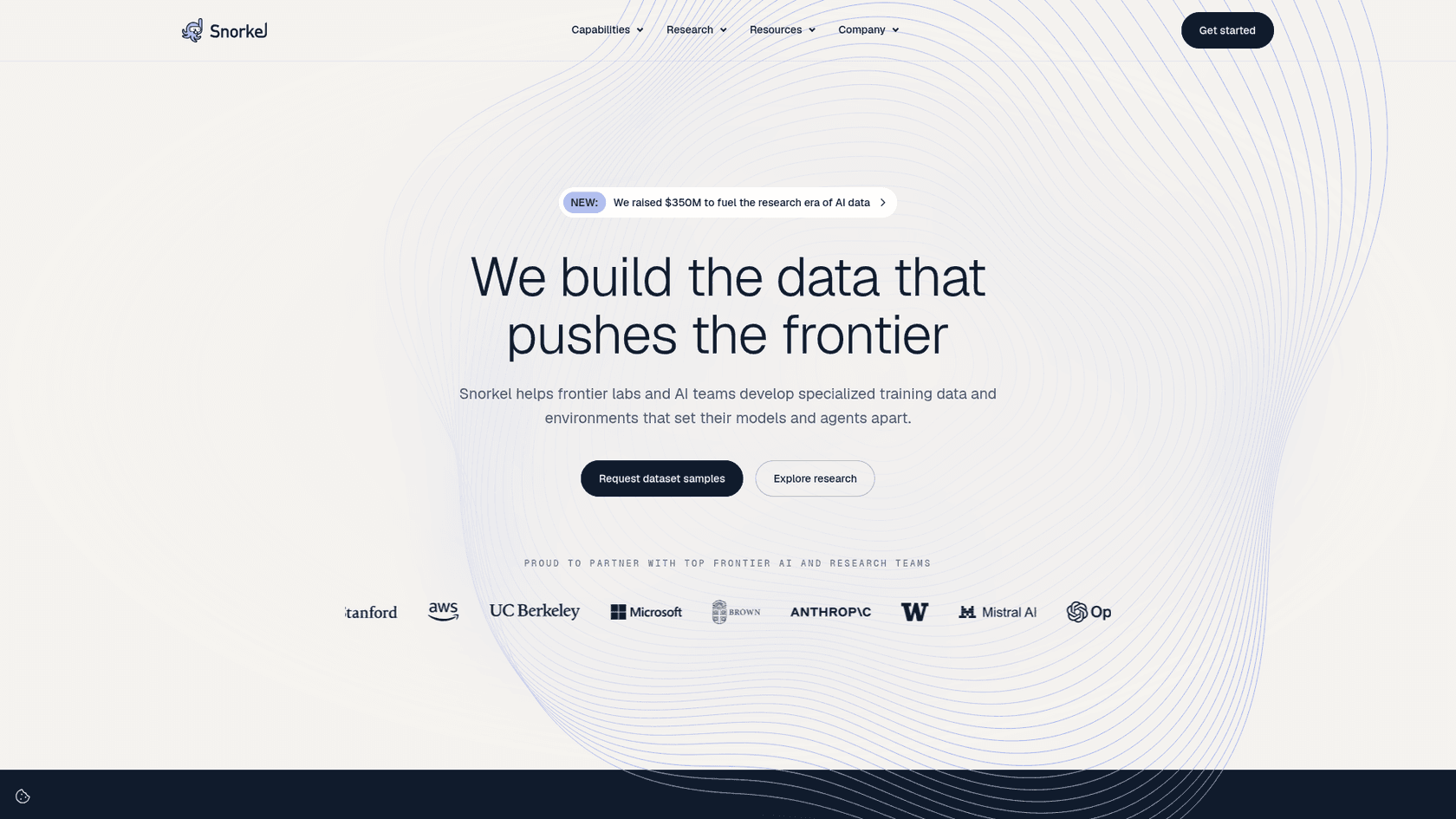 Snorkel's homepage in October 2026, as taken from snorkel.ai