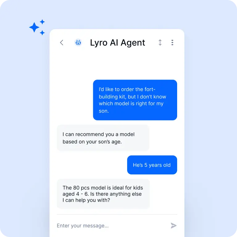 Tidio Lyro AI Agent feature showing AI-powered chat automation interface