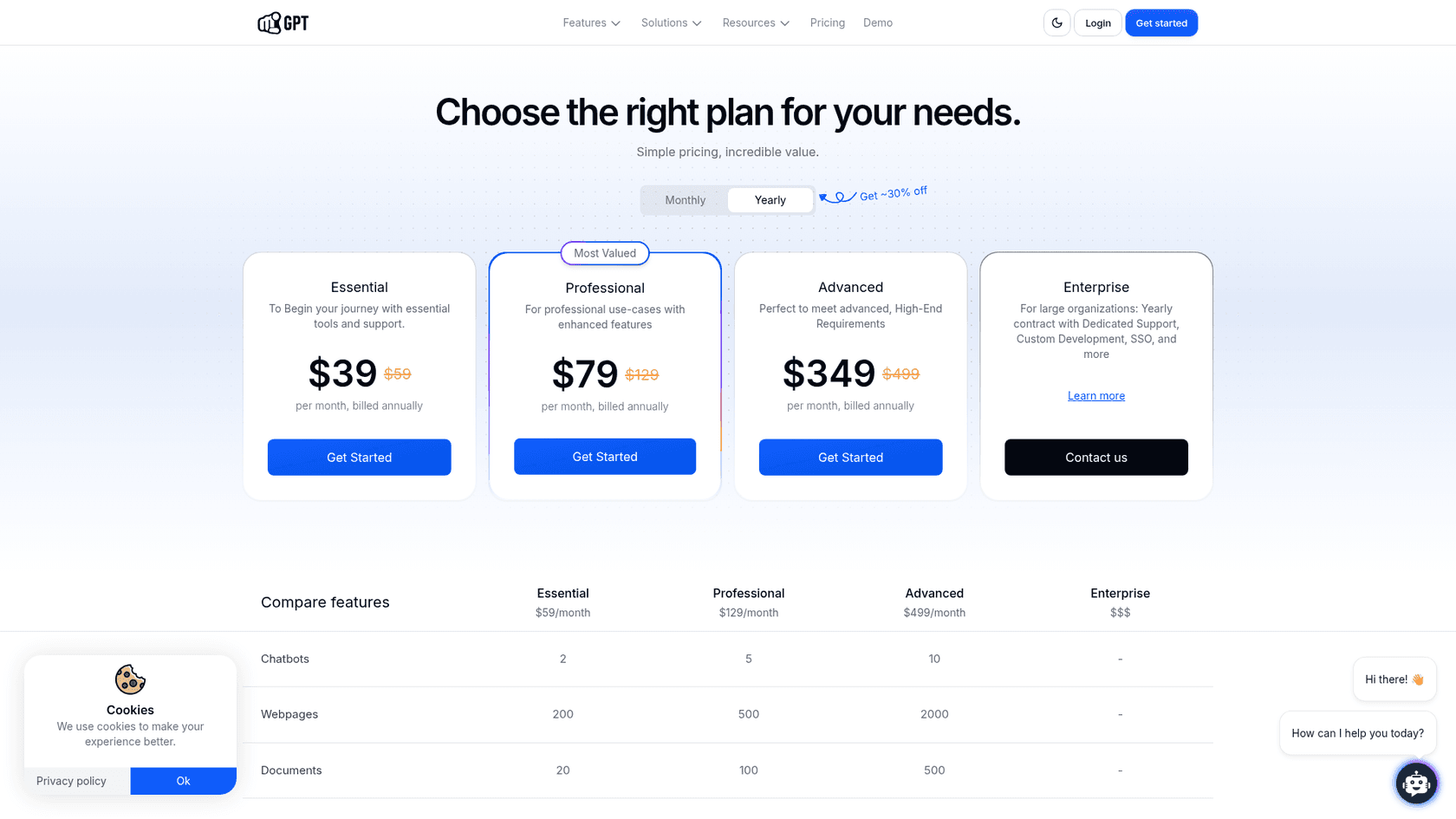 YourGPT.ai pricing page, as taken from YourGPT.ai