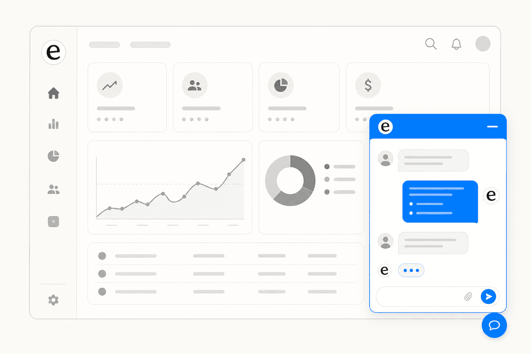 AI chat widget embedded inside a SaaS product dashboard