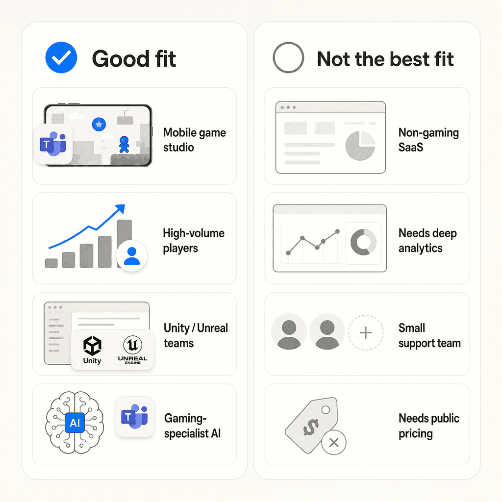 Helpshift fit matrix: who it's a good fit for vs. who it isn't