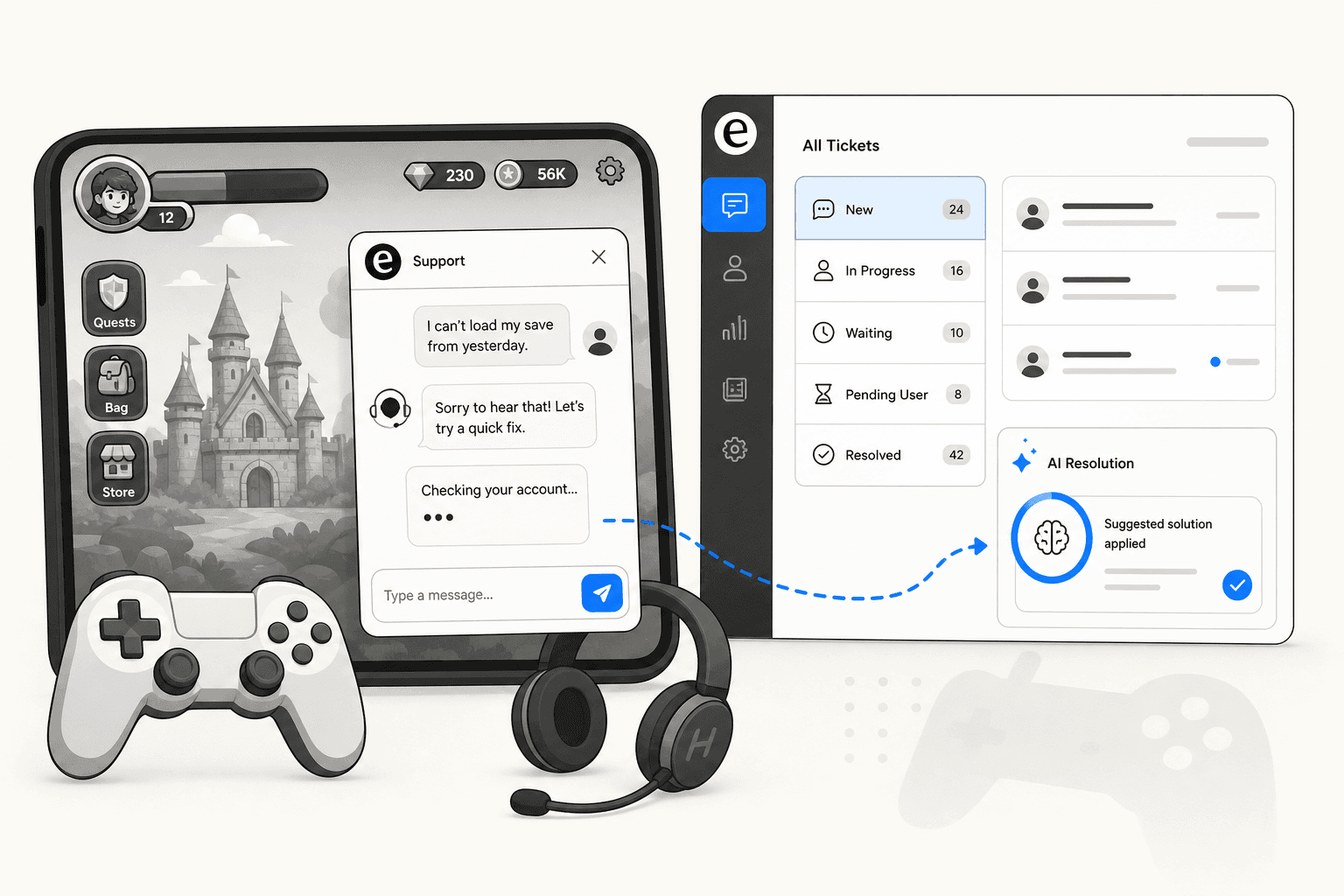 Helpshift review - AI gaming support platform with in-game chat and dashboard