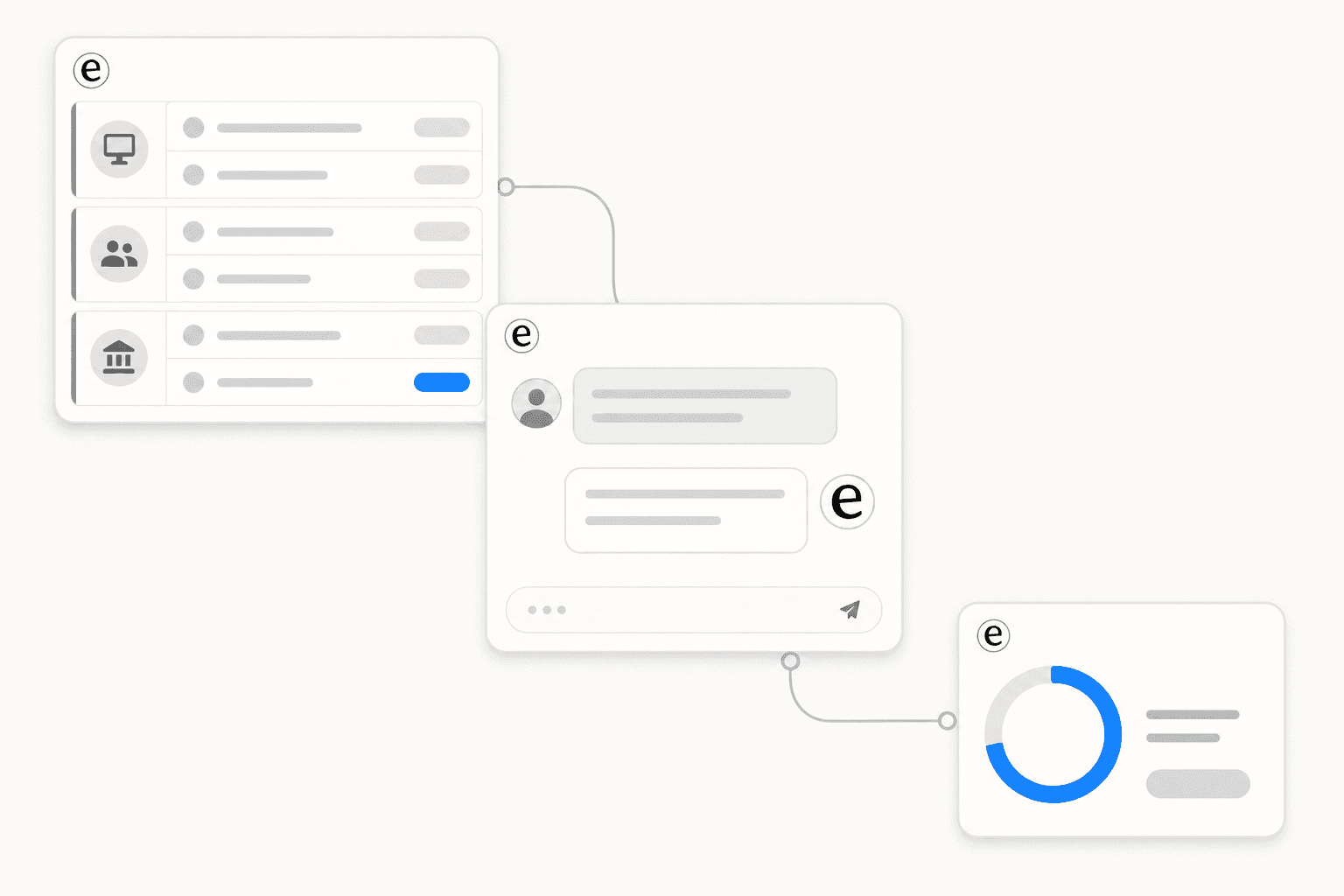 Internal helpdesk dashboard showing ticket queues across IT, HR, and Finance departments with a chat thread and SLA timer