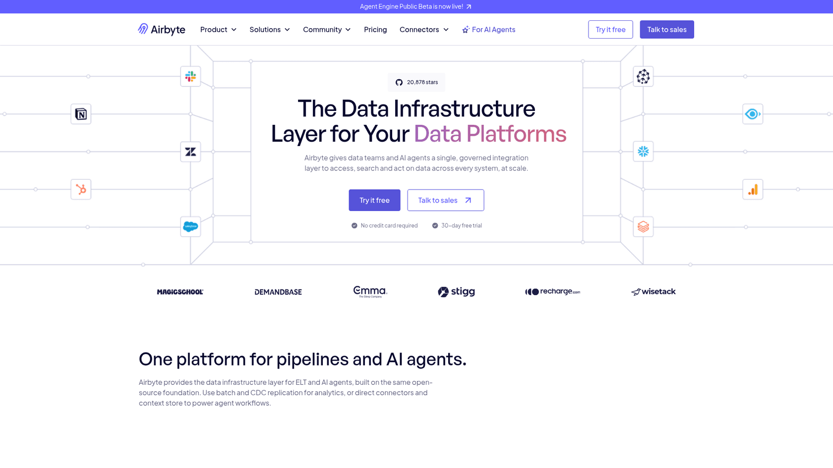 A screenshot of Air's landing page.