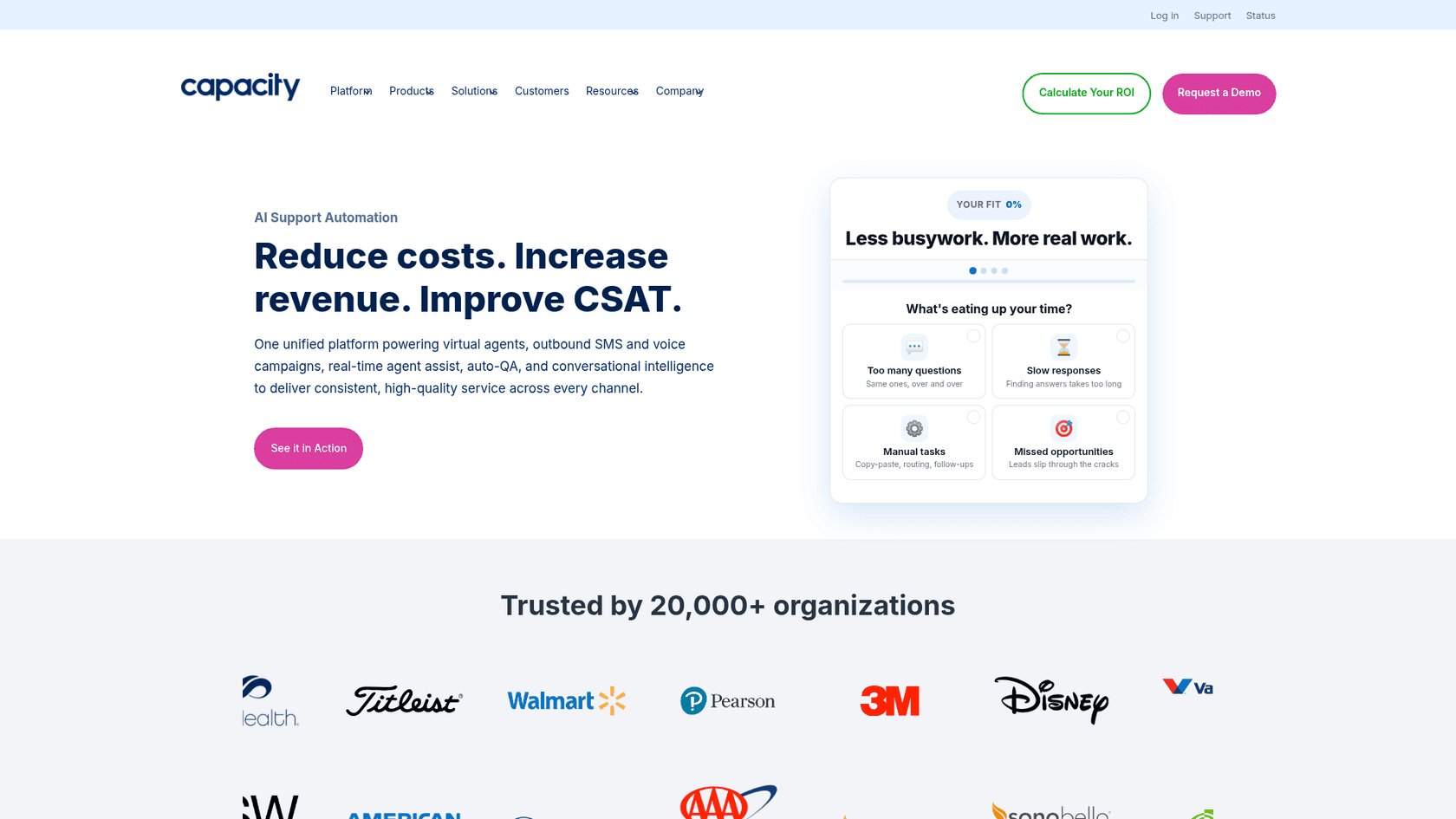 A screenshot of Capacity's landing page.