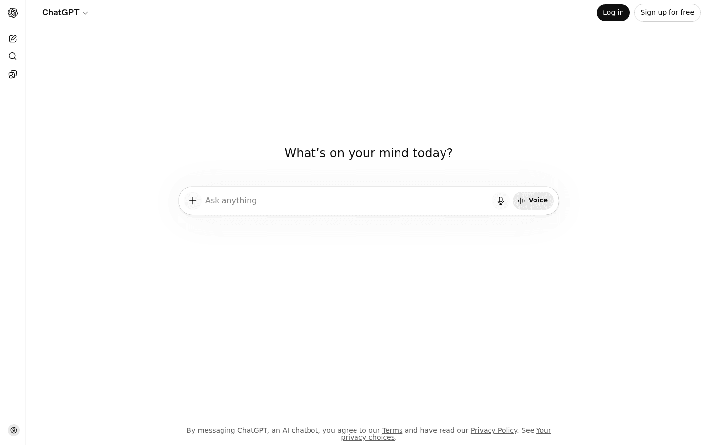 ChatGPT homepage - free AI writing tool for bloggers
