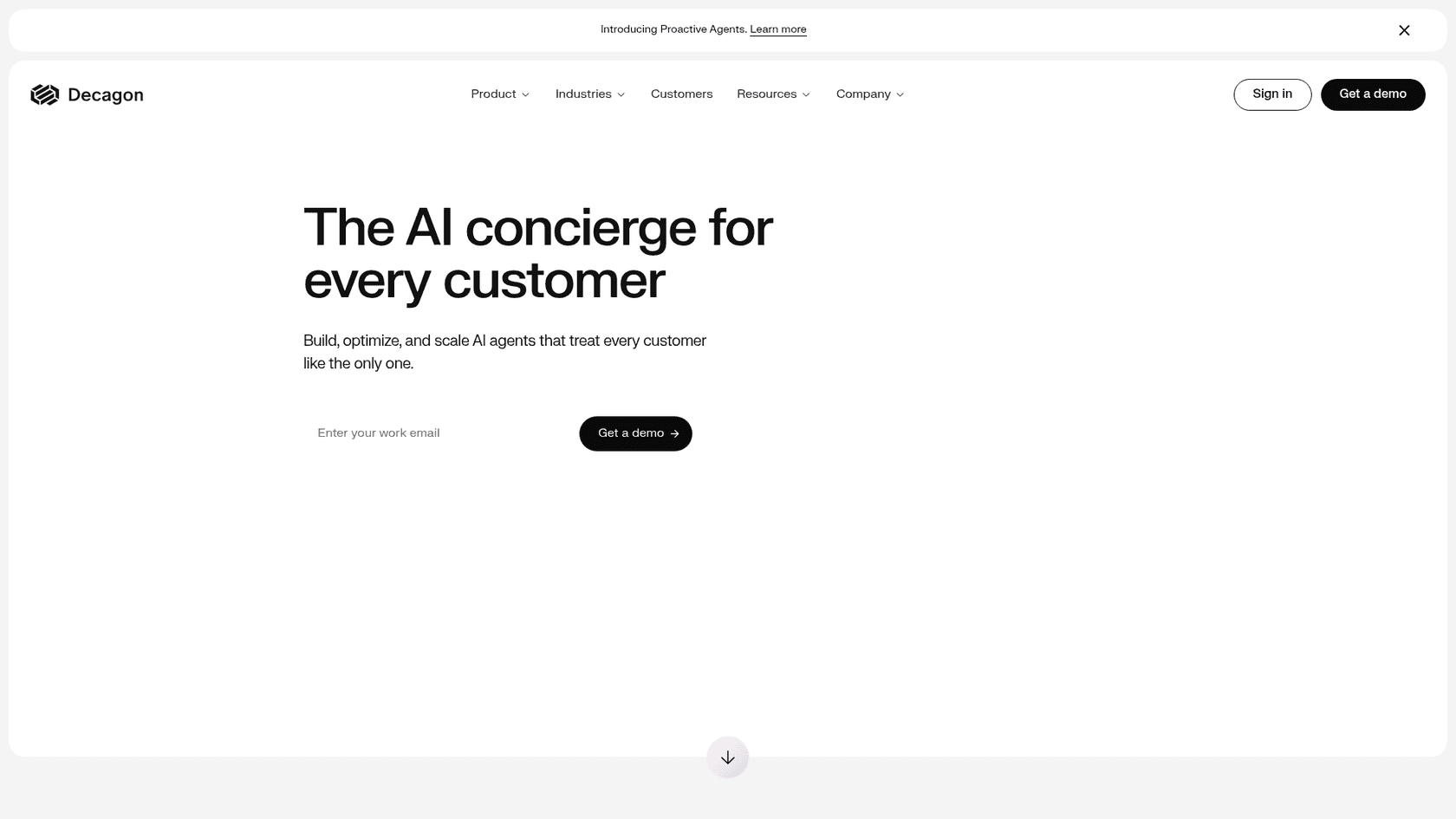 Decagon AI Landingpage mit Enterprise-Fokus
