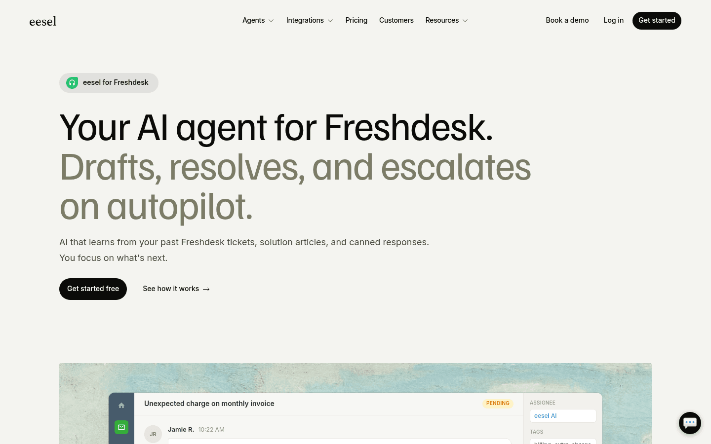 eesel AI Freshdesk integration showing multilingual support with automatic language detection
