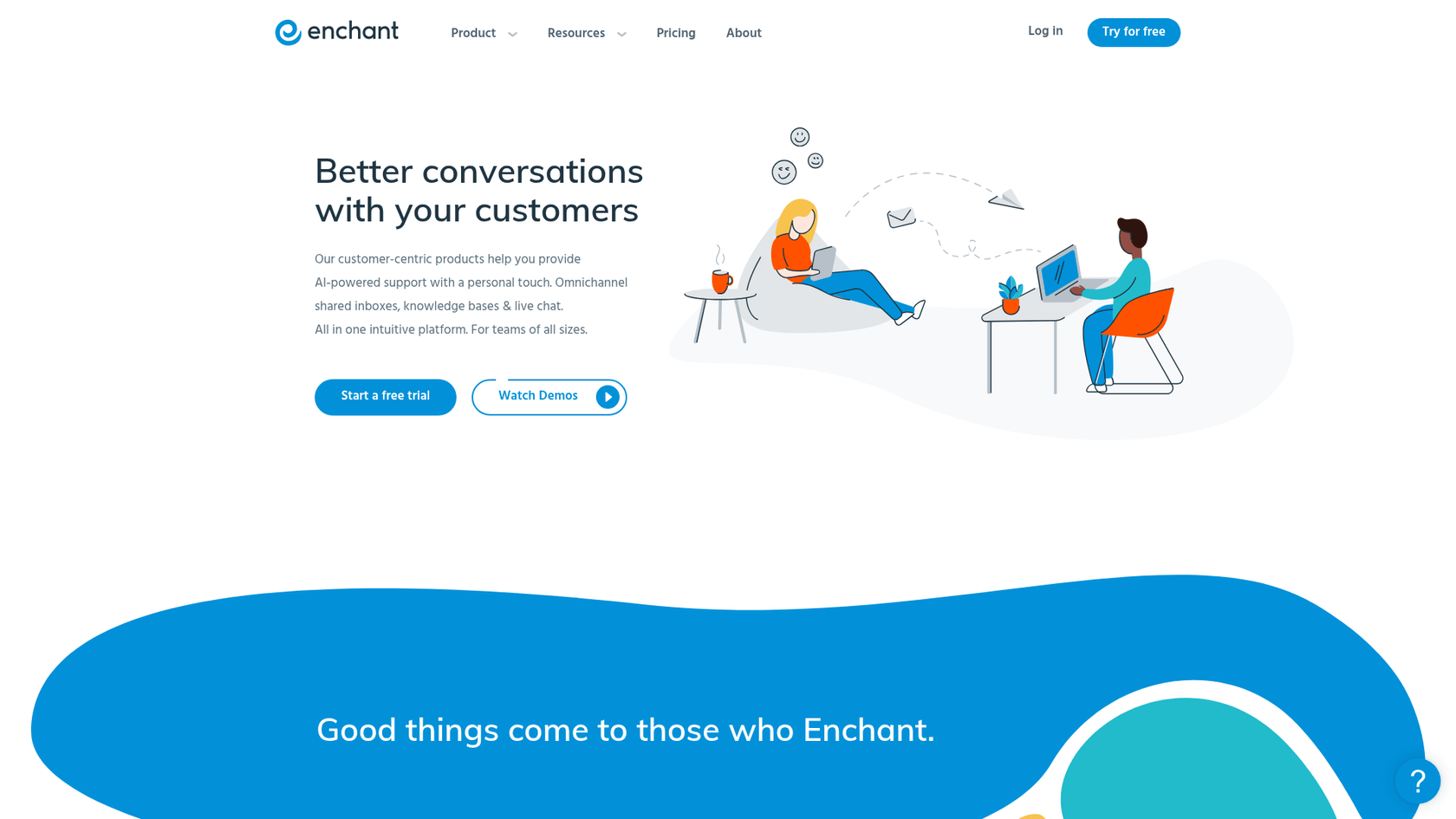 A screenshot of Enchant's landing page.