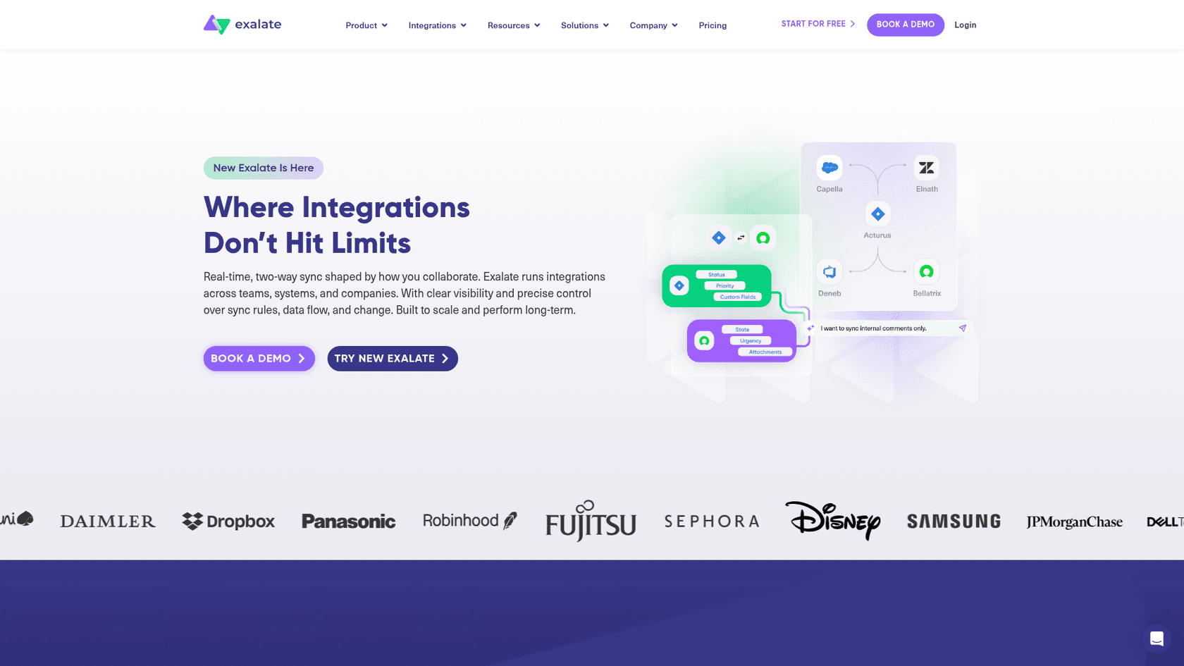 Exalate landing page