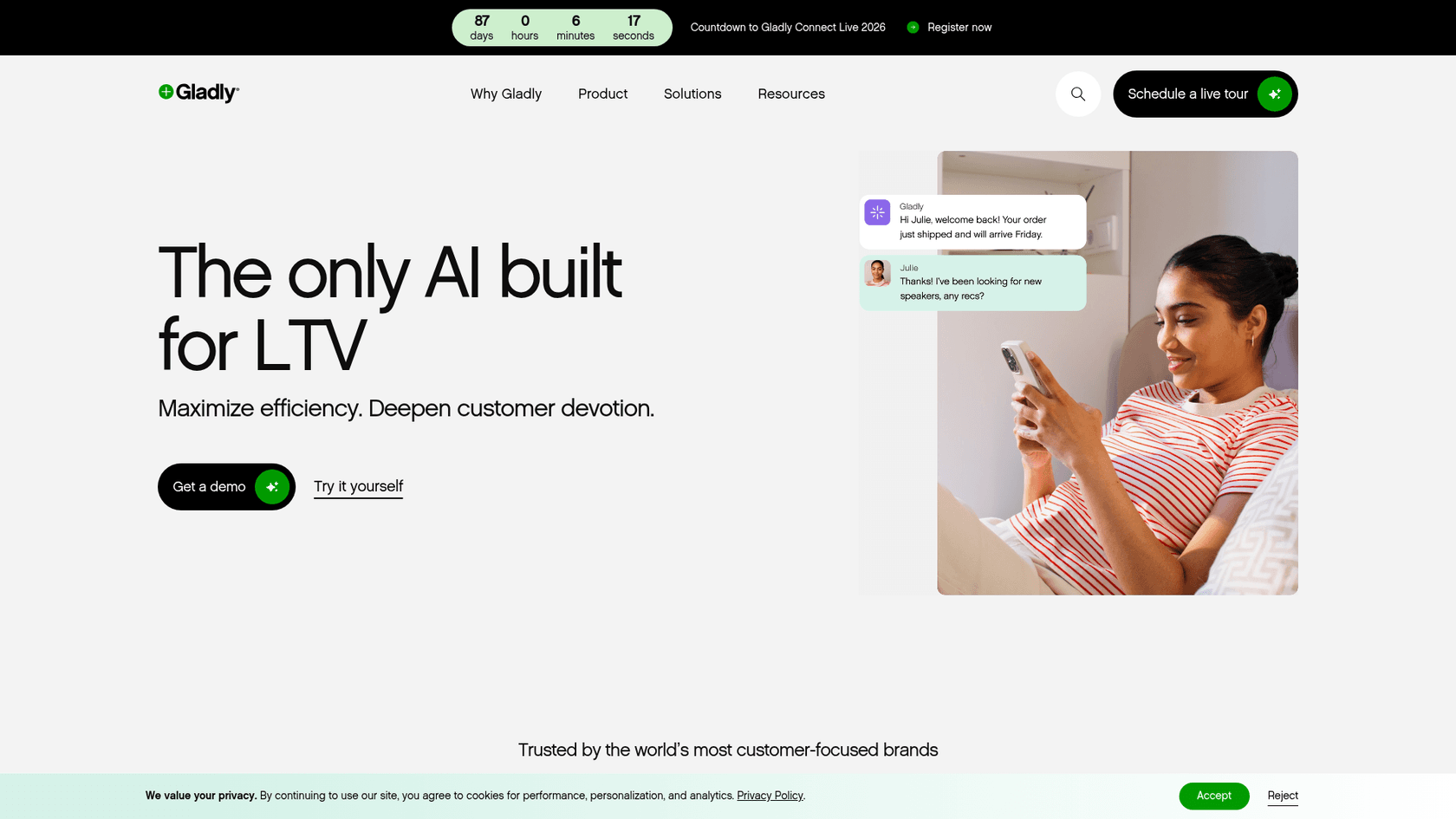 Plateforme de service client axée sur la conversation Gladly